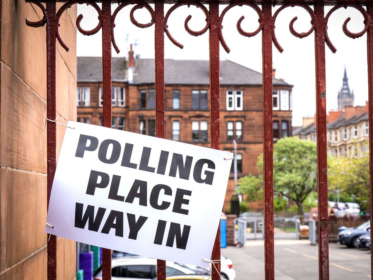 A sign outside a polling station