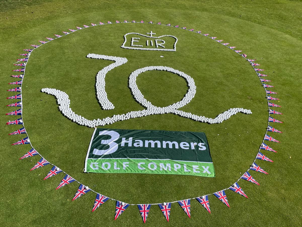 The greenkeeping team at the 3 Hammes Golf Complex in Coven surprised the owner and customers this week with their ‘ballsy’ tribute to the Queen