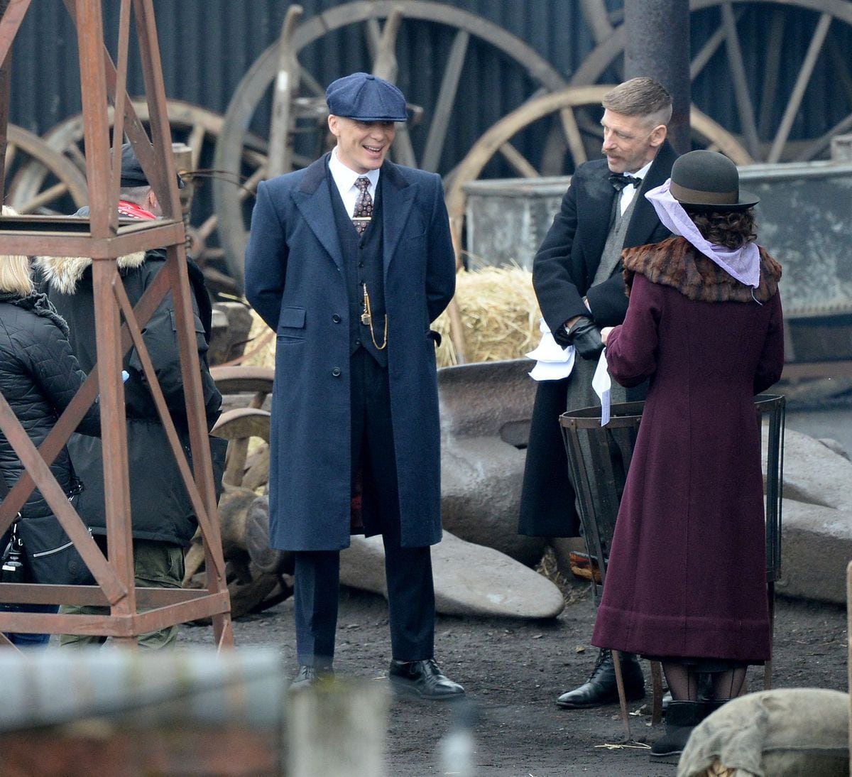 Cillian Murphy, Paul Anderson and Helen McCrory filming Peaky Blinders at the Black Country Living Museum
