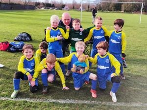 Bayston Hill Juniors Under-7 team celebrating after a recent win.
