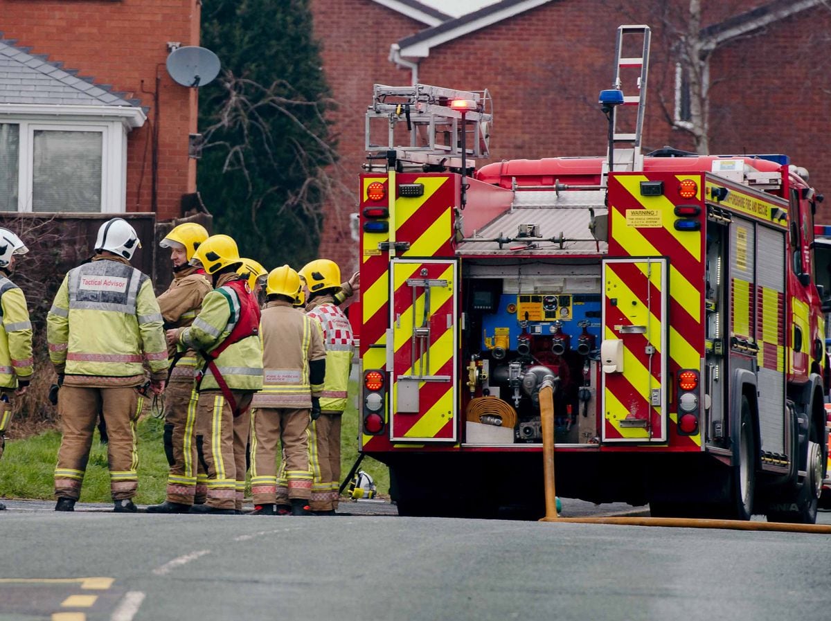 Fire crews rushed to tackle a blaze at a home near Shrewsbury on Wednesday afternoon