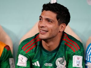 Mexico's Raul Jimenez on the substitute's bench before the FIFA World Cup Group C match at the Lusail Stadium in Lusail, Qatar. Picture date: Wednesday November 30, 2022.