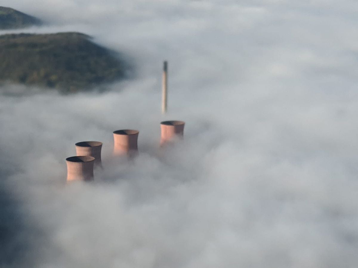This stunning photo of the Ironbridge cooling towers in the mist was taken this week by a pilot from the University of Birmingham Air Squadron 