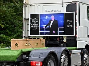 Walter 'Wally' Keen's coffin was carried on the back of his lorry which was joined by other trucks as old colleagues and friends came together to celebrate his life