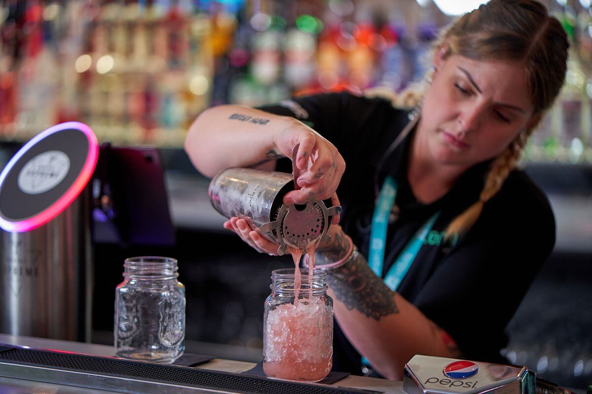 The bar serves cocktails  