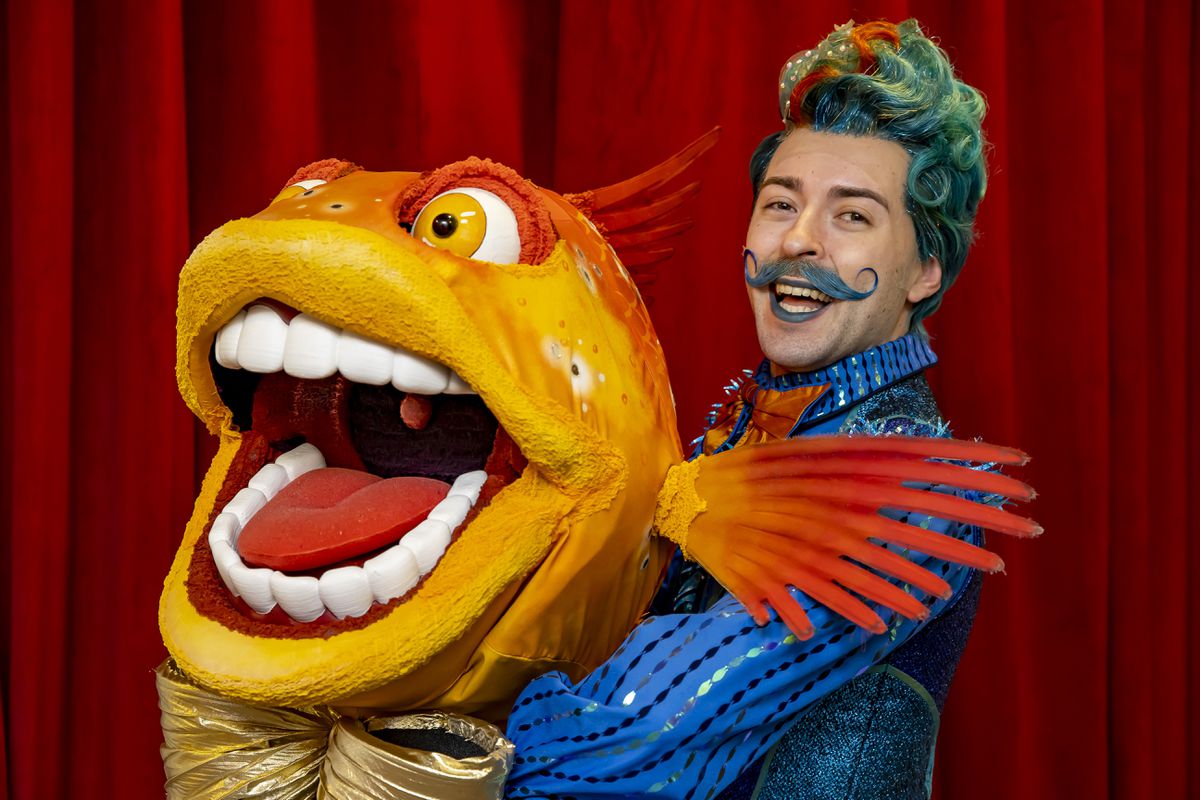 Bedknobs and Broomsticks is at Wolverhampton Grand Theatre. Pictured Rob Madge as Norton the Fish.