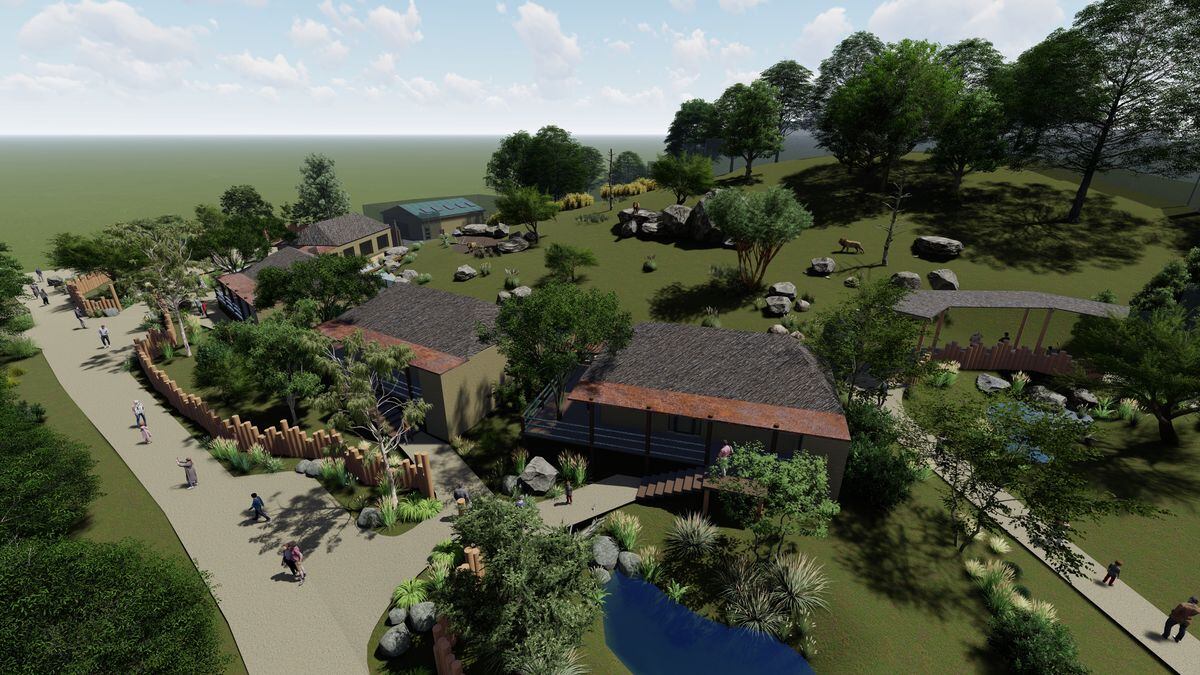 CGI image of the exterior of the Lion Lodges and new habitat
