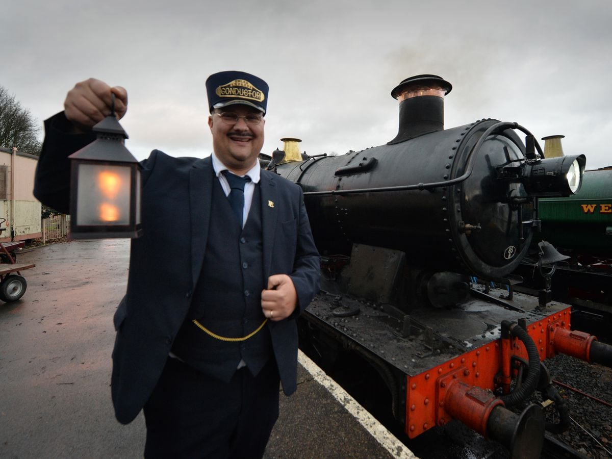 Conductor on the The Polar Express Train Ride, James Prince, at Telford Steam Railway, Horsehay