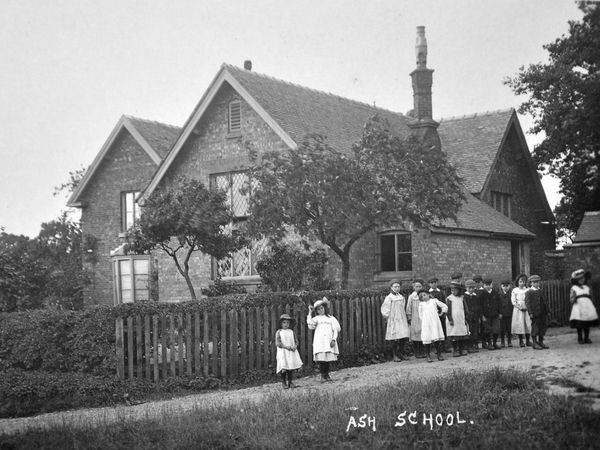 nostalgia pic. Ash. Ash School. Ash schoolchildren. This is a postcard from the collection of Bridgnorth postcard collector Ray Farlow. It is undated. About 1909 maybe? Ash school children. The postcard was not posted and bears no message. Ray Farlow contact details (NOT FOR PUBLICATION) 53 Birchlands, Bridgnorth, ray.farlow@atkinsglobal.com. Ash village school. Library code: Ash nostalgia 2021..