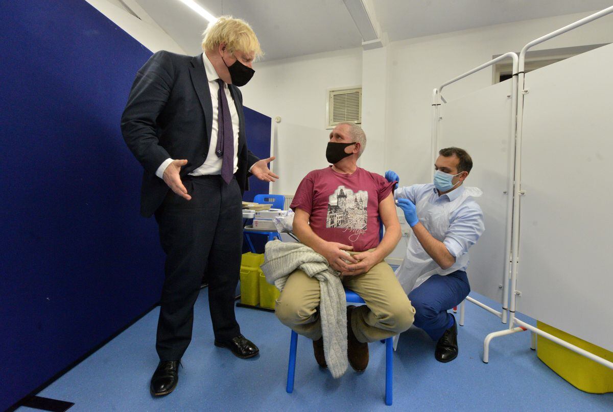 Boris Johnson saw a couple of people receive their Covid booster jabs
