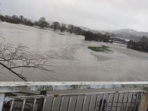 Fields near Welshpool flooded