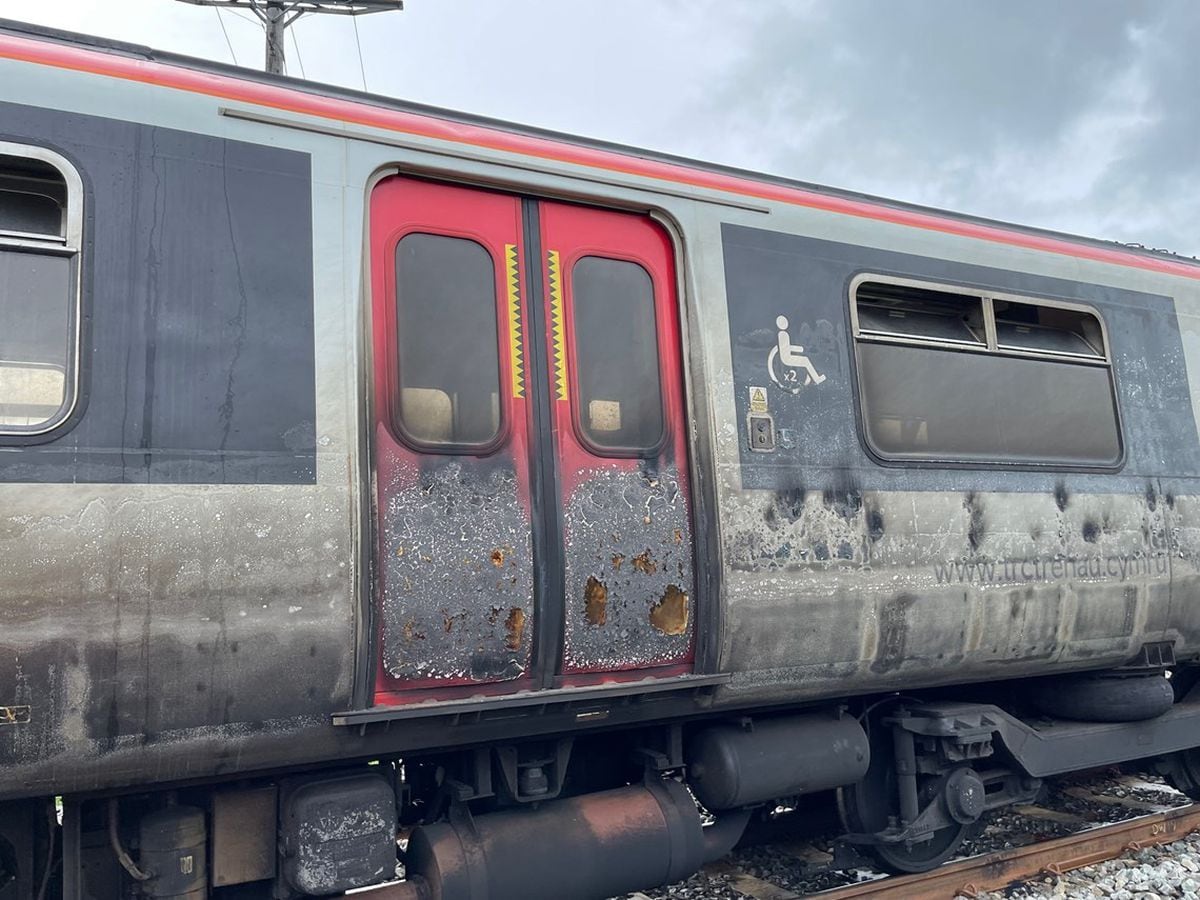 One of the carriages in the train crash at Craven Arms. Photo: Transport for Wales
