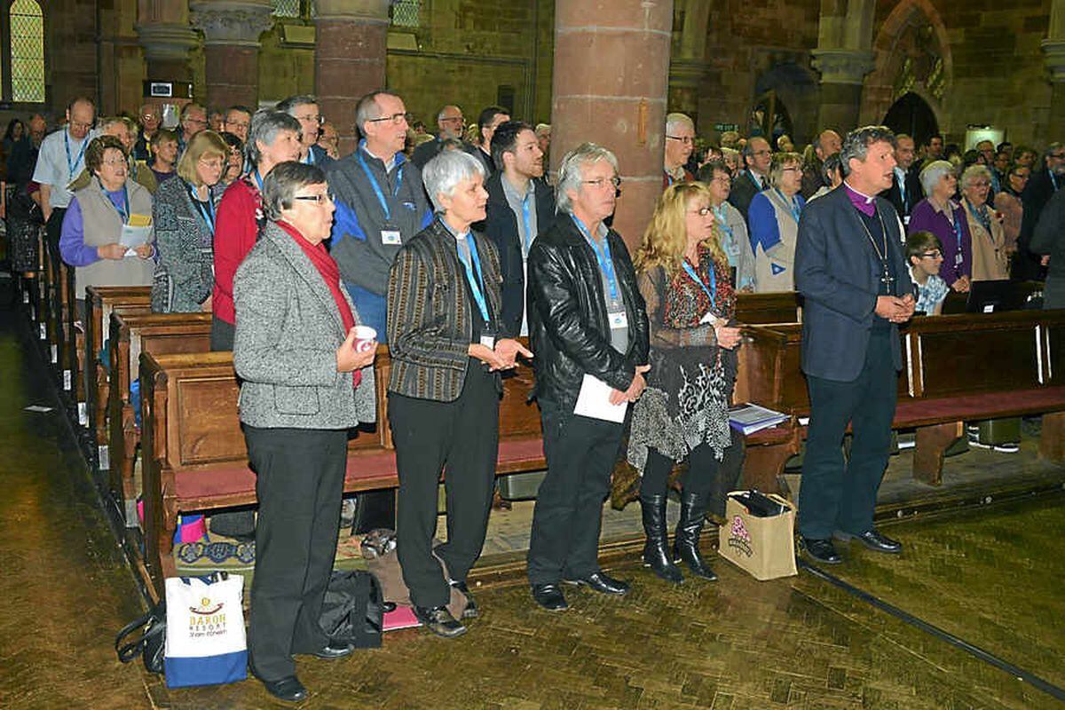 Churchgoers at The Trinity Centre, Meole Brace, Shrewsbury