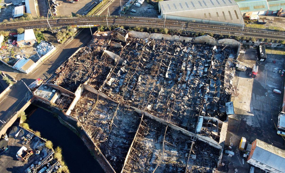The devastated factory after the fire last December