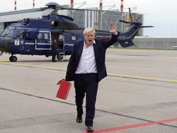 Prime Minister Boris Johnson at Munich Airport after leaving the G7 summit in Bavaria