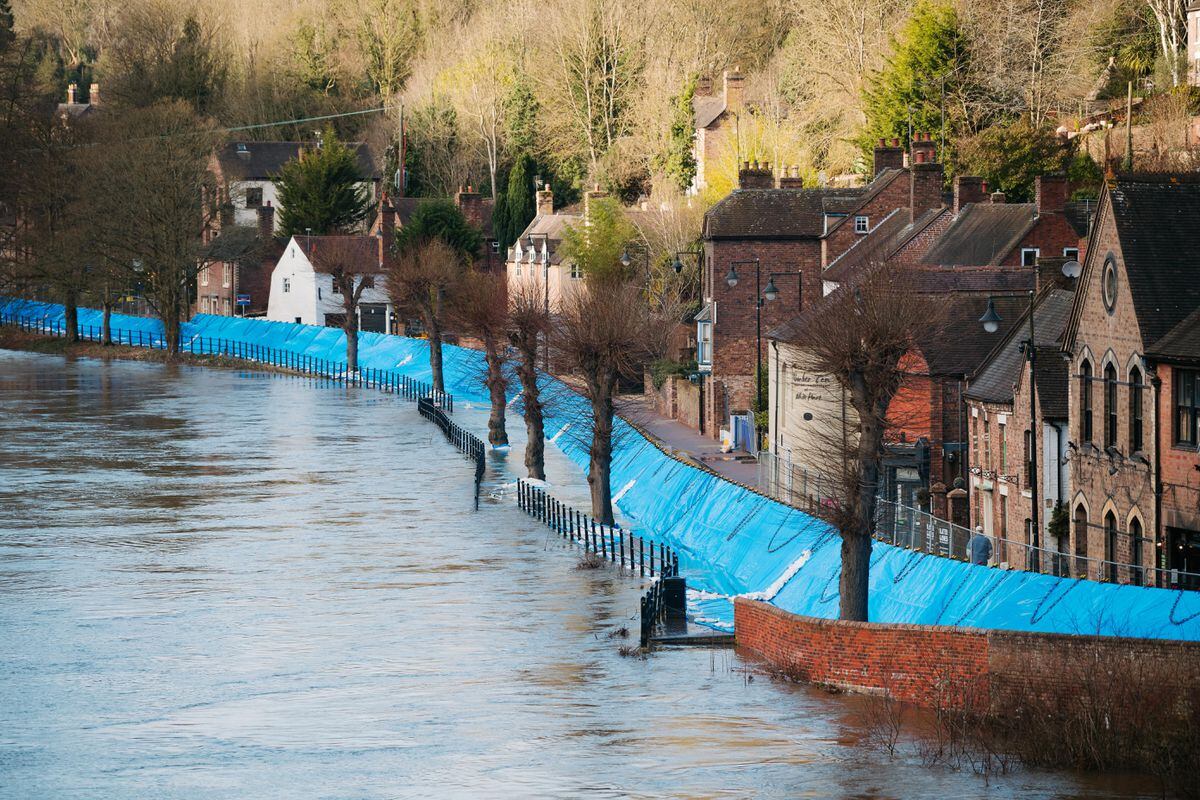 Flood barriers have been put up in Ironbridge, as well as in Shrewsbury