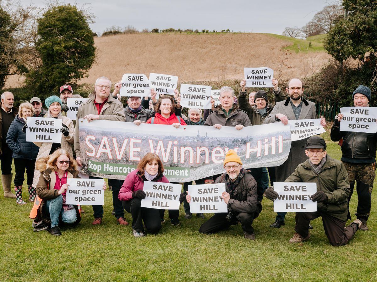 Campaigners protest against development at a Shrewsbury beauty spot