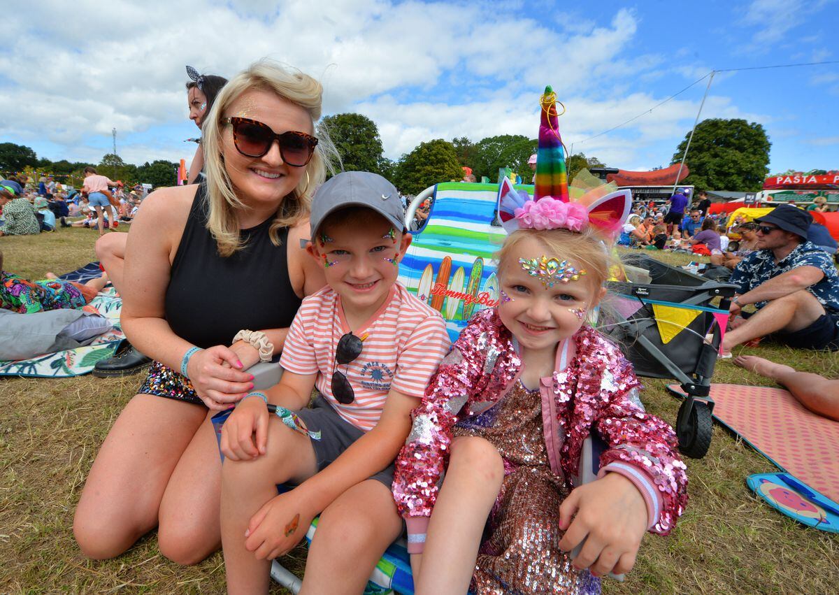 Enjoying Camp Bestival Shropshire 2022 were Jade Barber, of Cannock, with Arthur Bevington, aged five, and Mabel Barber, four