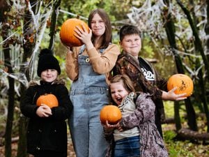 The Gill family from Walsall enjoying the zoo's haunted woods: Ava Gill, seven, Olivia Gill, 13, Freya Gill, five, and Josh Gill, 10 
