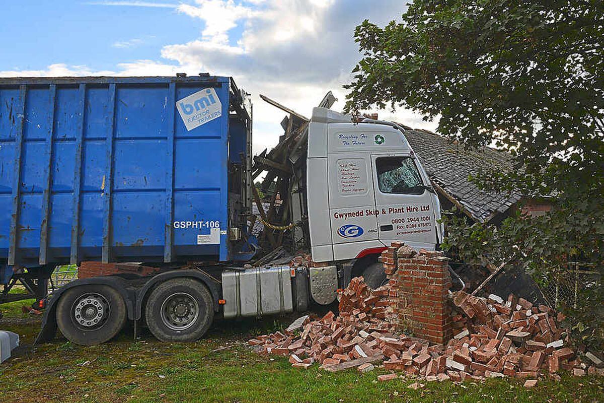 HGV ploughs into barn after two lorries crash in Shropshire