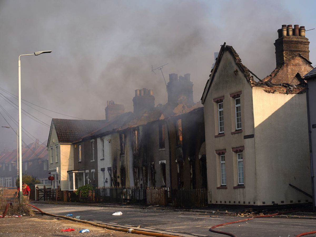 The scene of a blaze in the village of Wennington, London