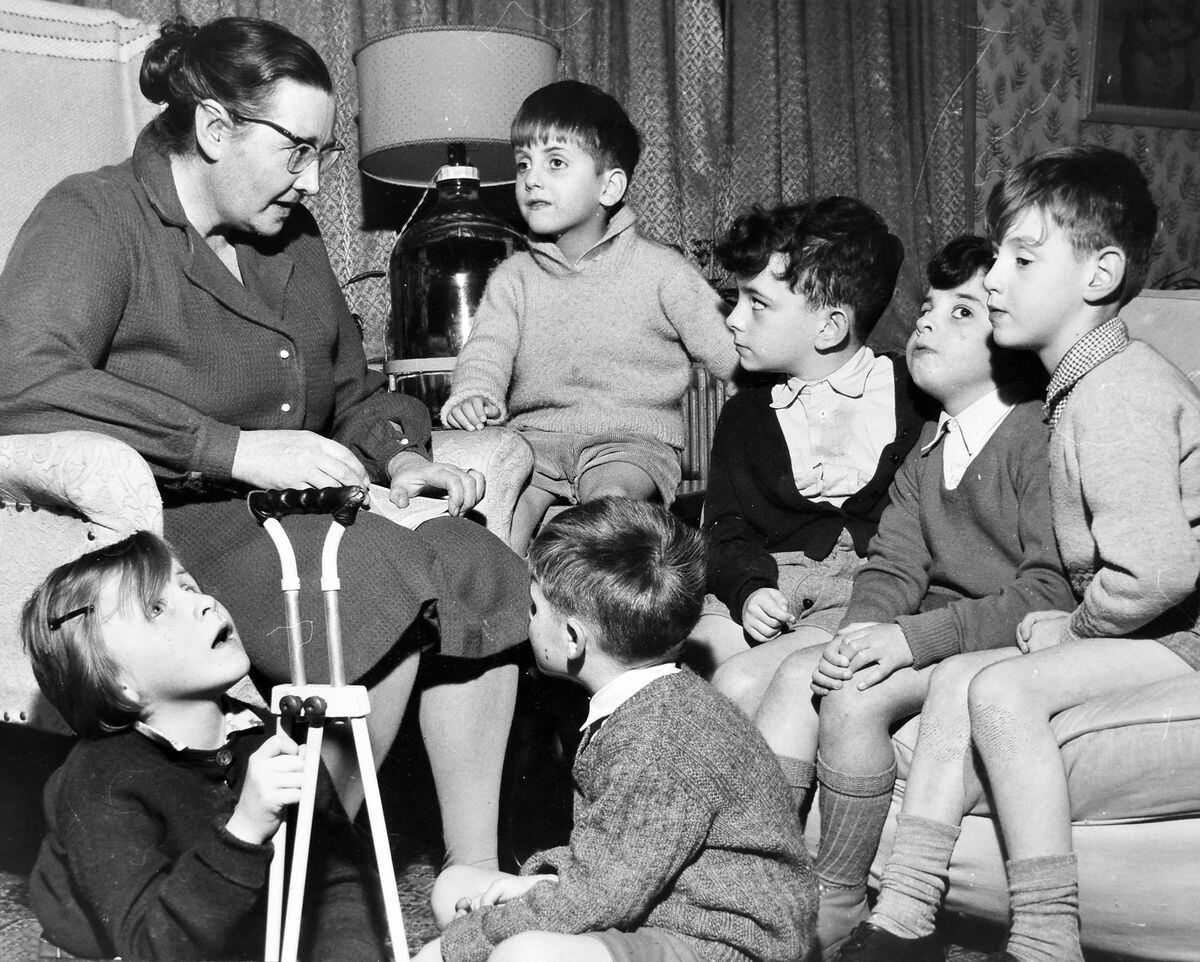 Story time with Miss Lunt at Overley Hall in November 1961.