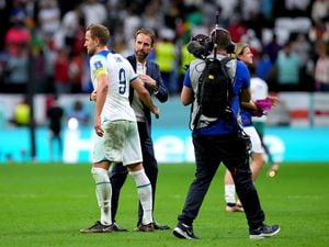 England manager Gareth Southgate (right) congratulates Harry Kane at the end of the FIFA World Cup Round of Sixteen match at the Al-Bayt Stadium in Al Khor, Qatar. 