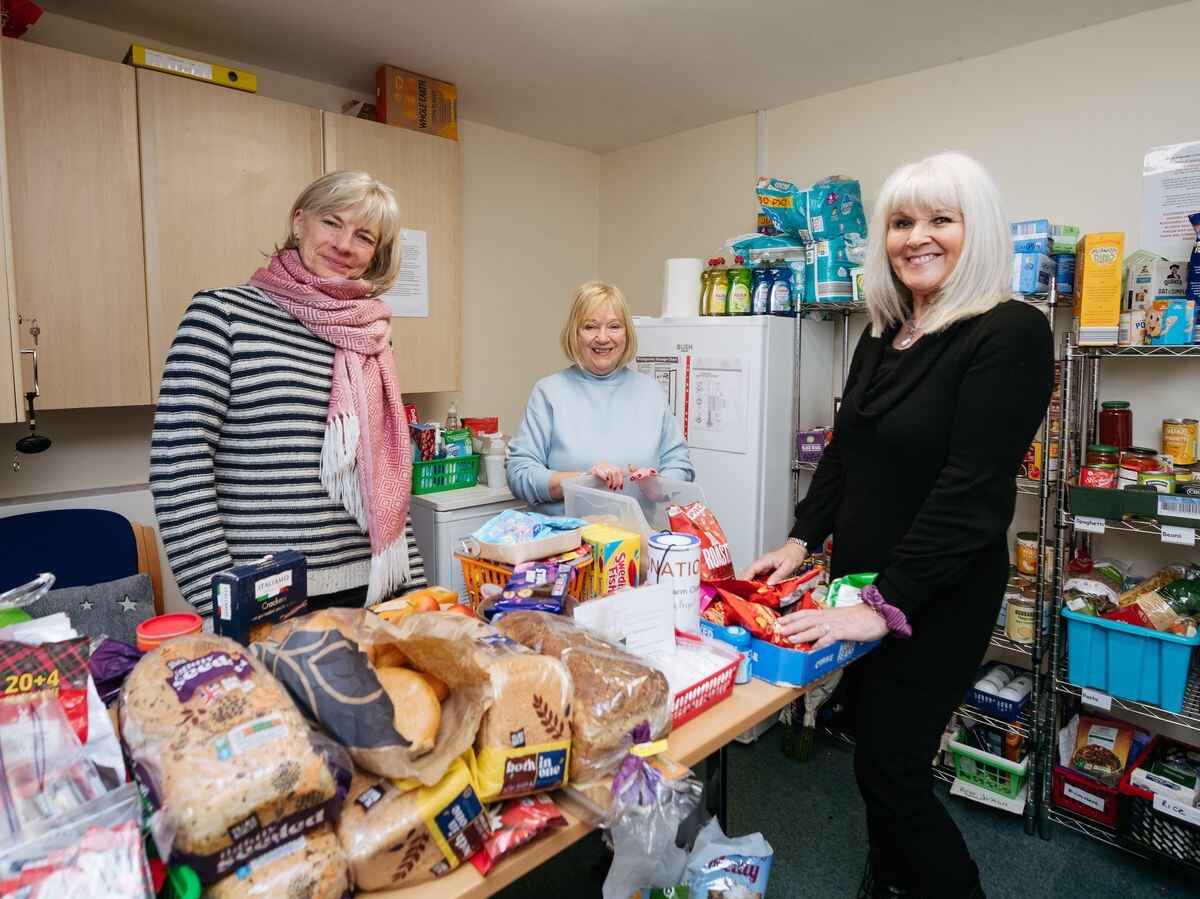 NORTH COPYRIGHT SHROPSHIRE STAR JAMIE RICKETTS 10/01/2023 - Ellesmere Food Bank - A new food bank was set up on 10th December 2022 as is now based out of "Our Space" in Ellesmere. In Picture L>R: Helen Minton, Dee Hamilton and Penelope Harrison.