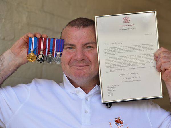Malcolm Roberts, of Bridgnorth, who works for the Queen, with his Royal Victorian Order