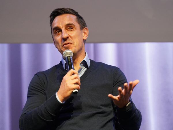 Former England footballer Gary Neville speaking at a fringe meeting during the Labour Party Conference in Liverpool