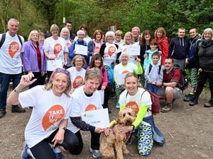LAST COPYRIGHT MNA MEDIA TIM THURSFIELD 23/04/22.Hospice from Home nurses are pictured starting their 24 hour walk up and down the Wrekin..
