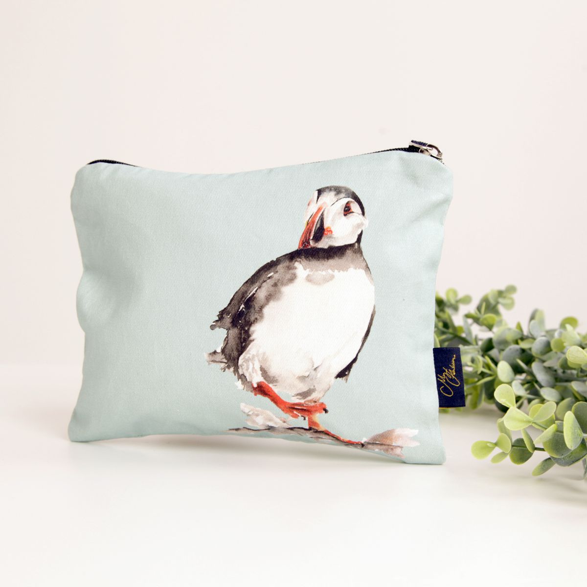 A puffin pillow designed by Meg