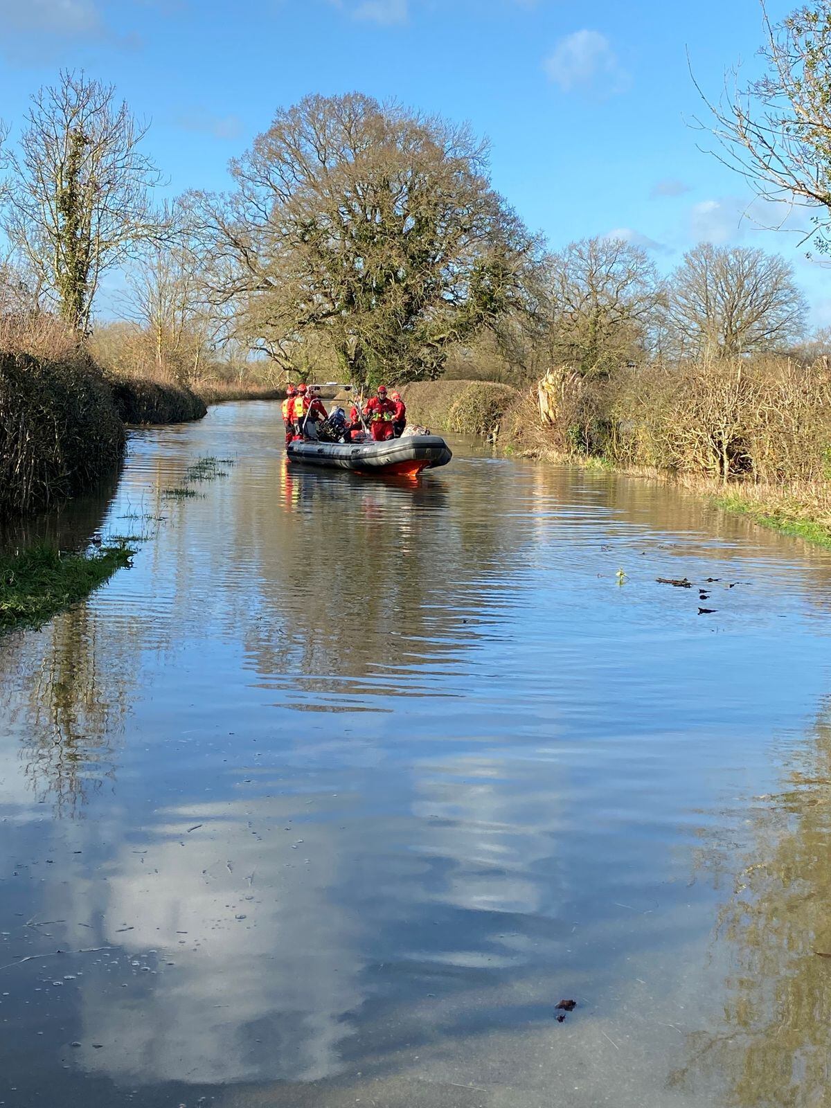 Villagers had to be rescued by a specilist boat team in Melverley