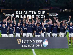 Scotland celebrate retaining the Calcutta Cup