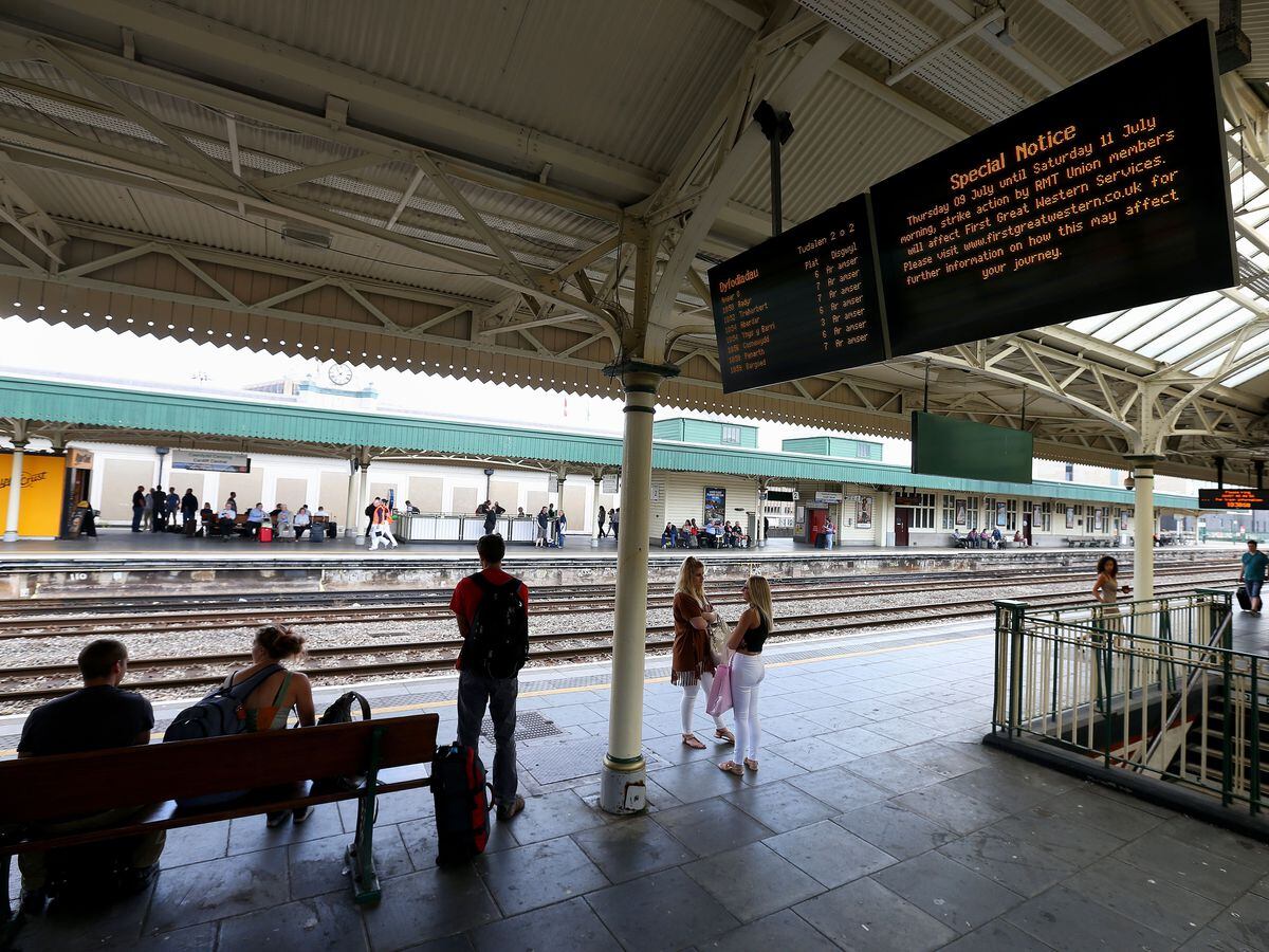 A platform at Cardiff Central Station