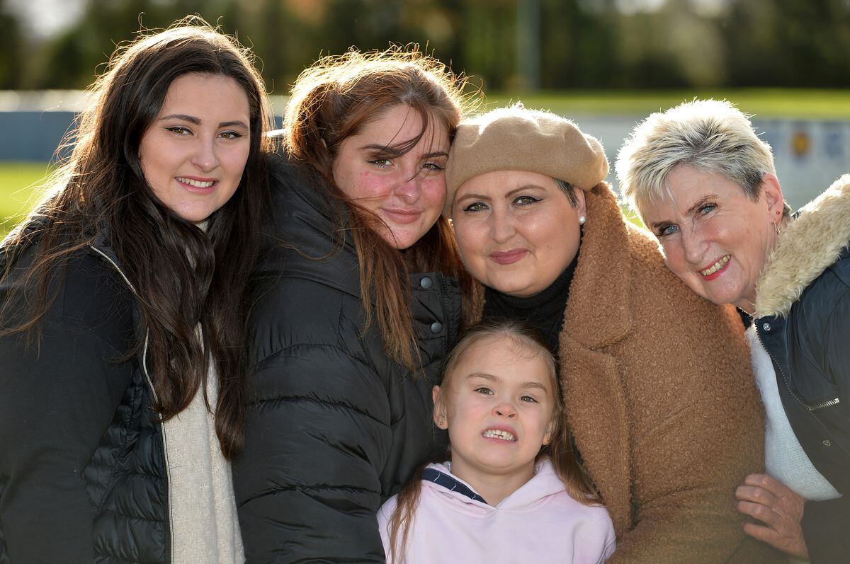 Pictured last year: Izzy and Livi Price, Louise Bristow, Betty Sayce and front Azaylia Price