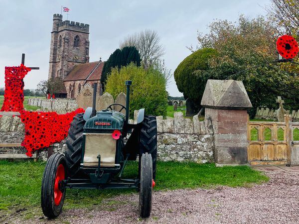 The land army Fordson outside Stoke-on-Tern church