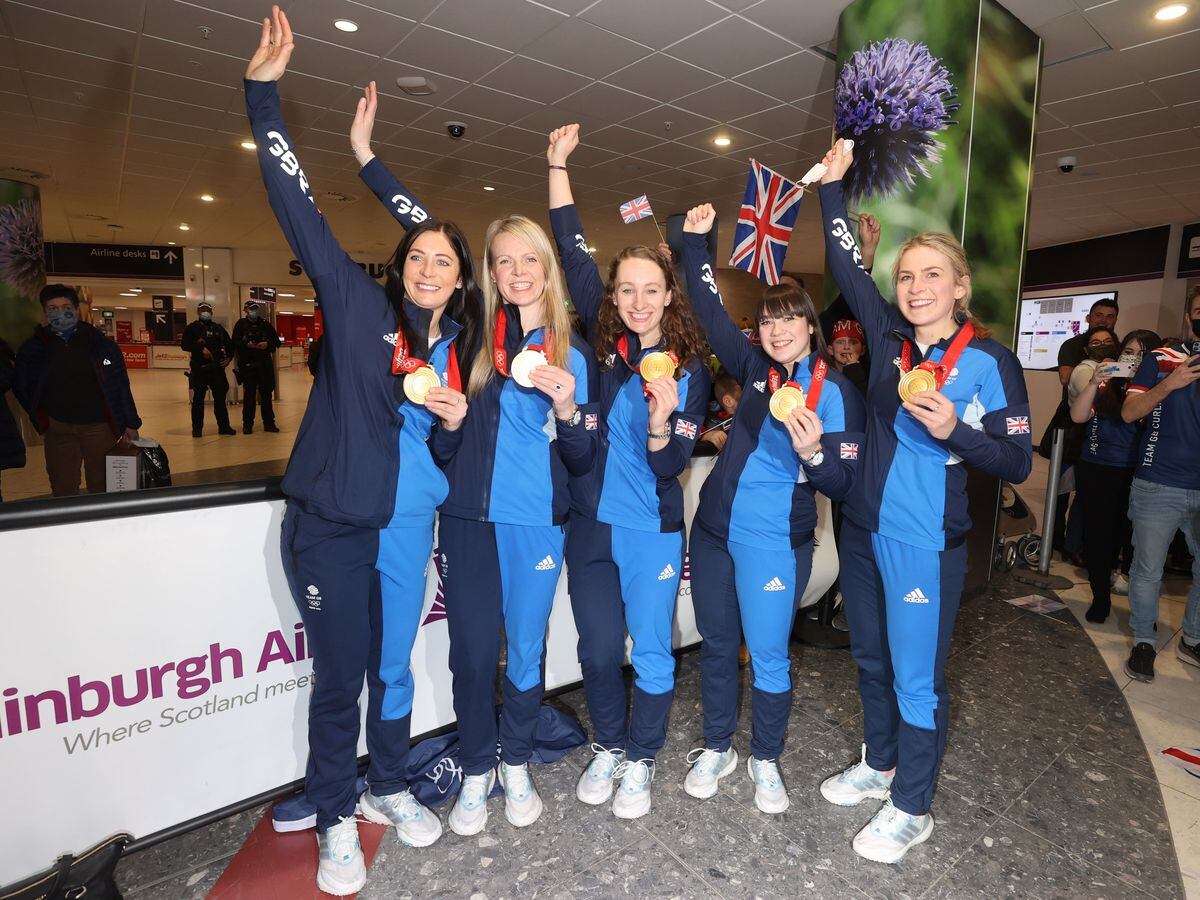 Team GB Medallists arrive at Edinburgh Airport