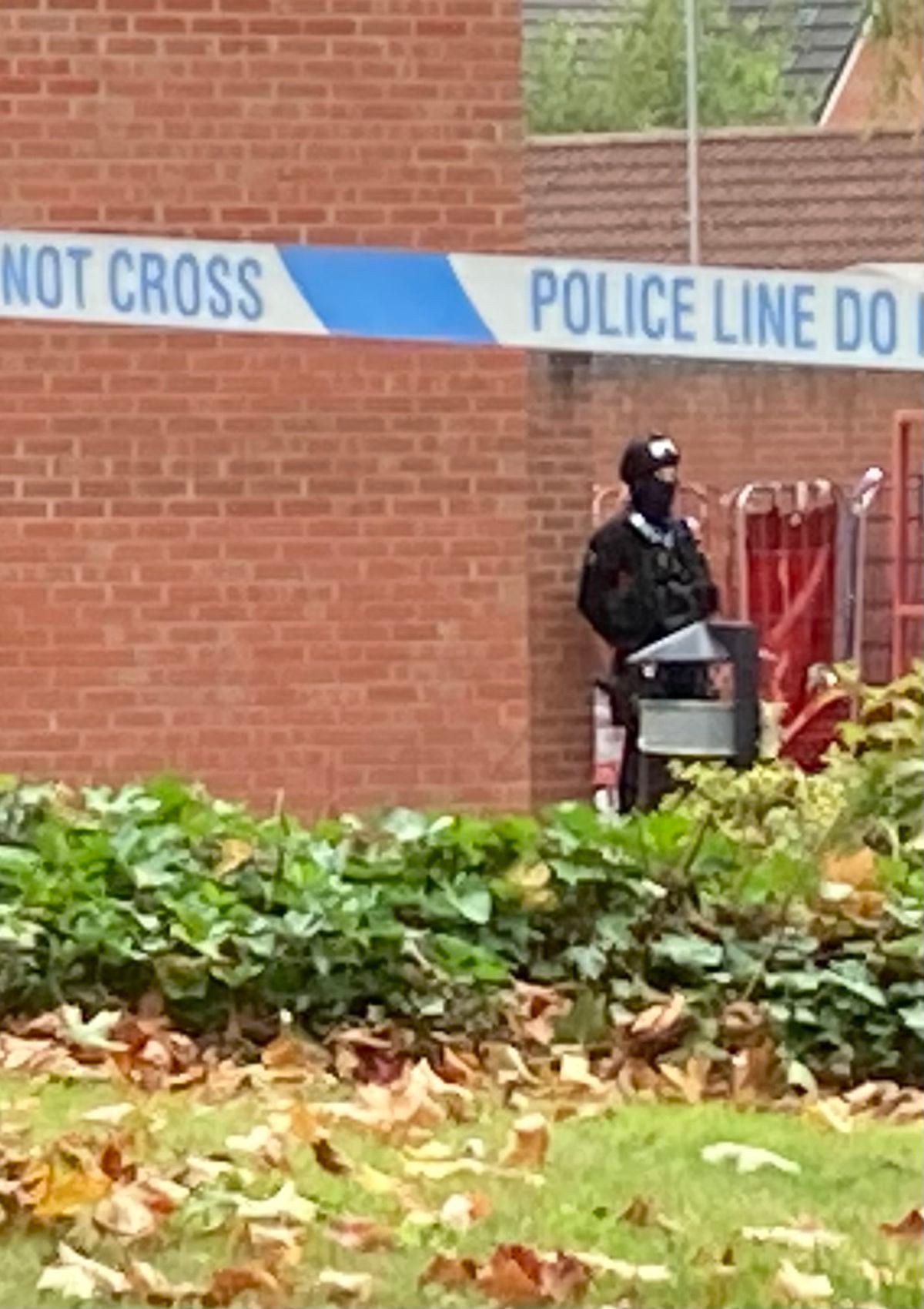 An armed officer at Leegomery