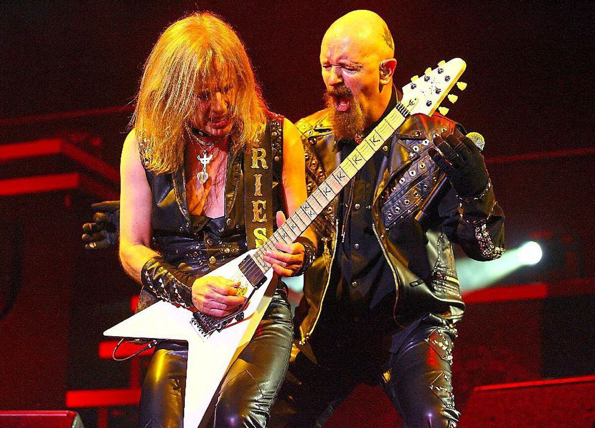 KK Downing, left, in his Judas Priest days, with singer Rob Halford.