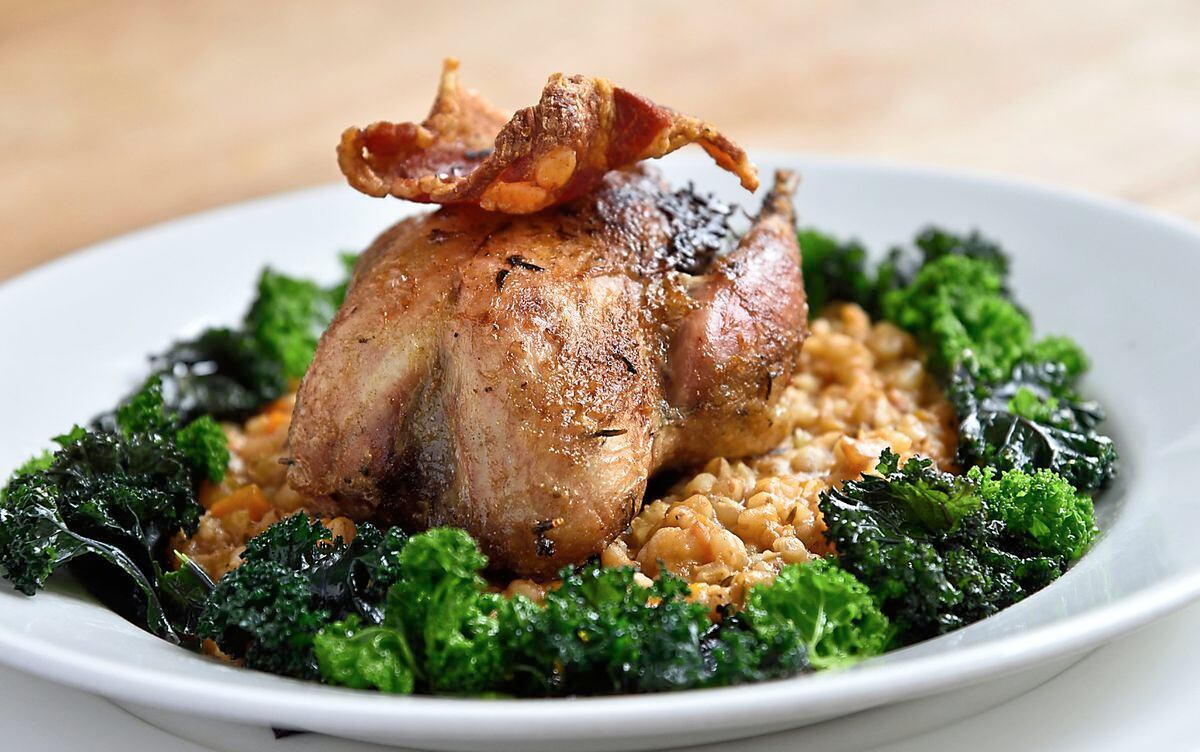 Bird’s eye view – oven cooked partridge with provencal barley and buttered kalePictures by Russell Davies