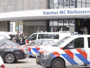 Emergency services outside the Erasmus Medical Centre in Rotterdam