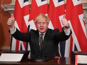 Boris Johnson after signing the Brexit trade agreement with EU