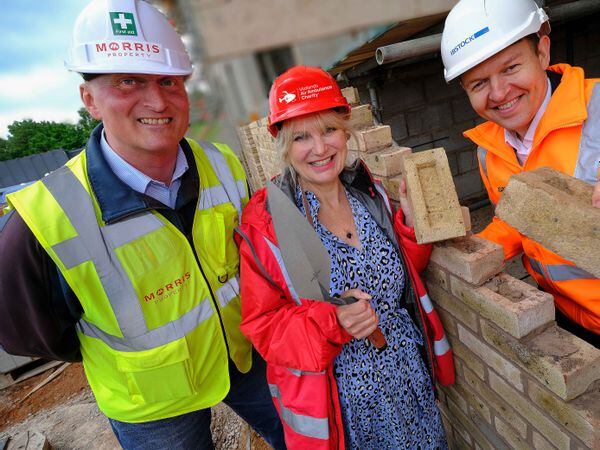 Midlands Air Ambulance chief executive Hannah Seabright inspecting the construction site