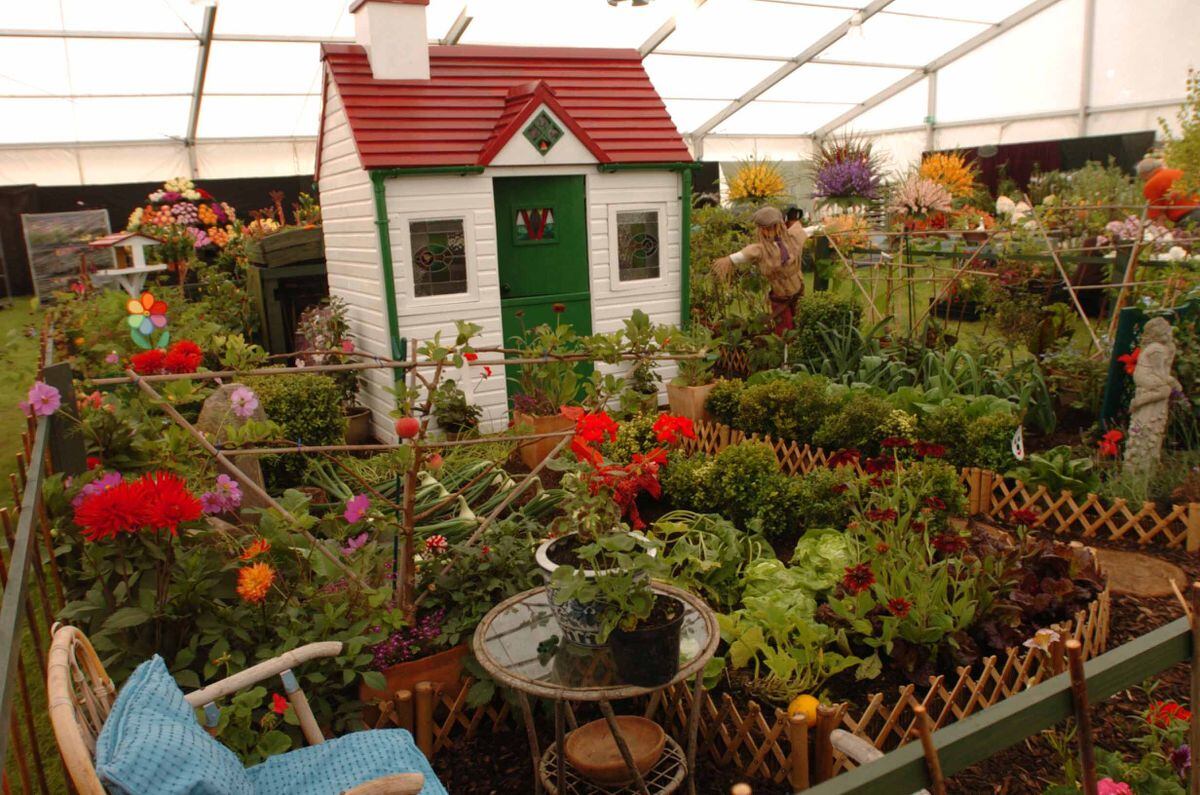 A  display by Oswestry Gateacre Allotments Society at Shrewsbury Flower Show