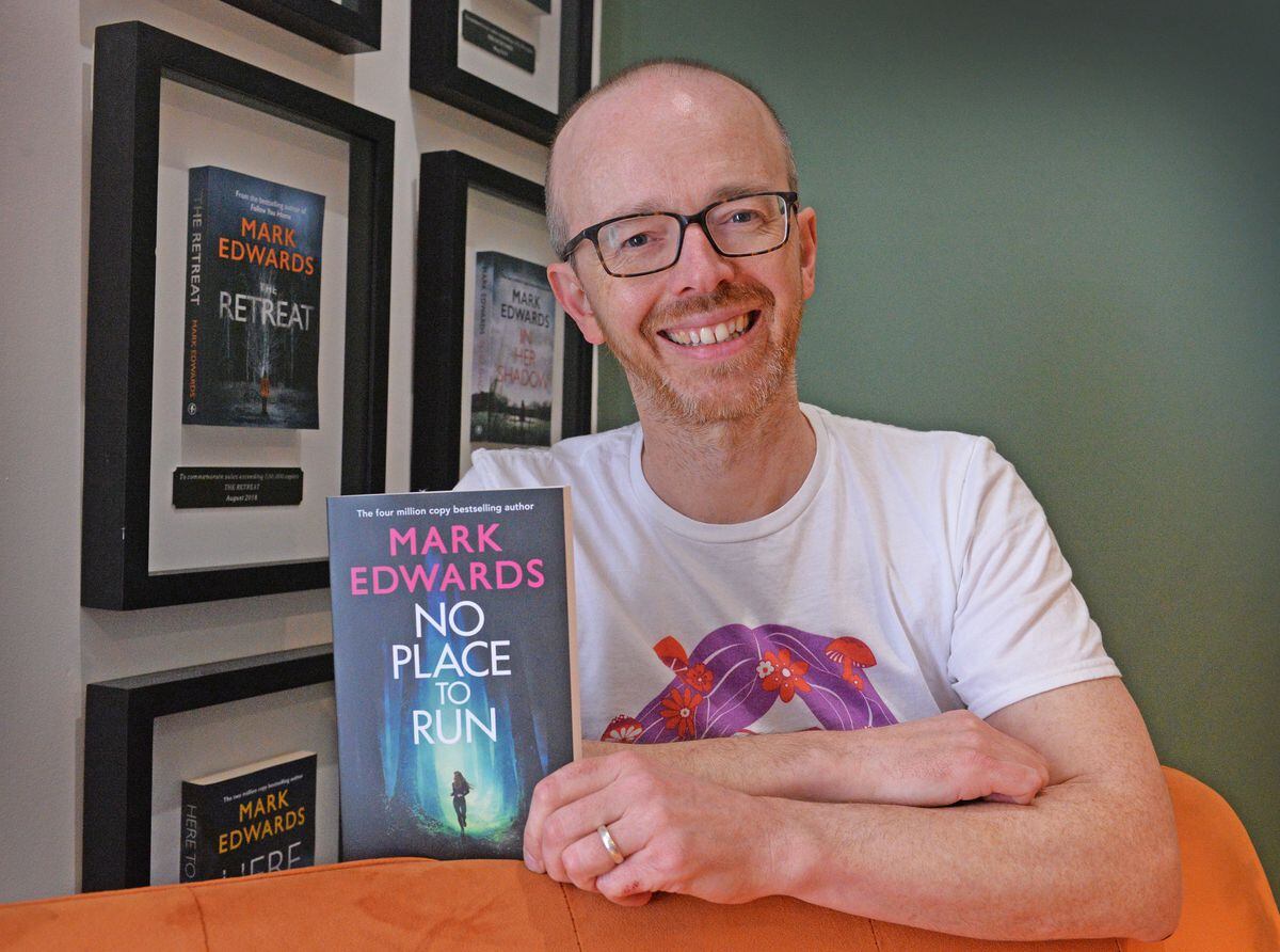 Best-selling Wolverhampton author Mark Edwards with his new book No Place To Run
