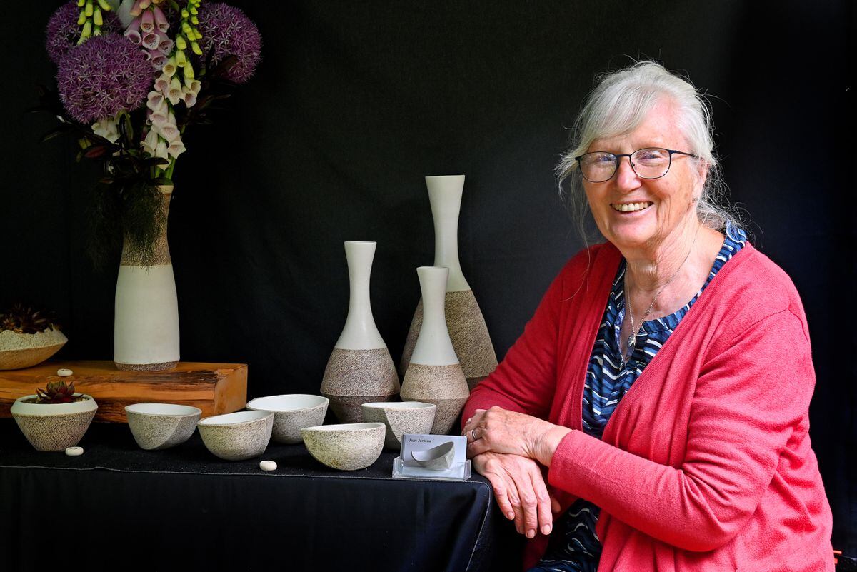 Ceramic artist Jean Jenkins with her work that is on display at the Bridgnorth Open House Arts Trail