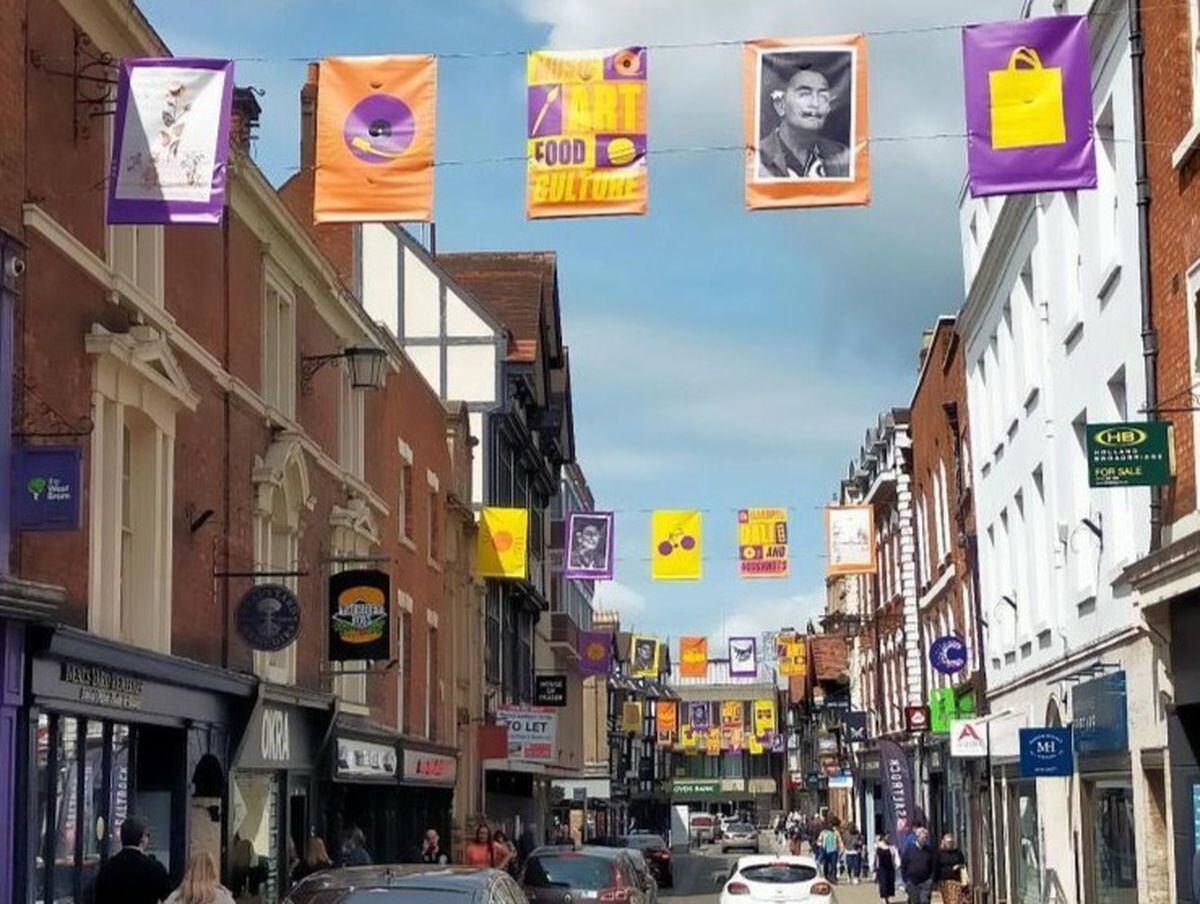 The Dali inspired flags in Shrewsbury