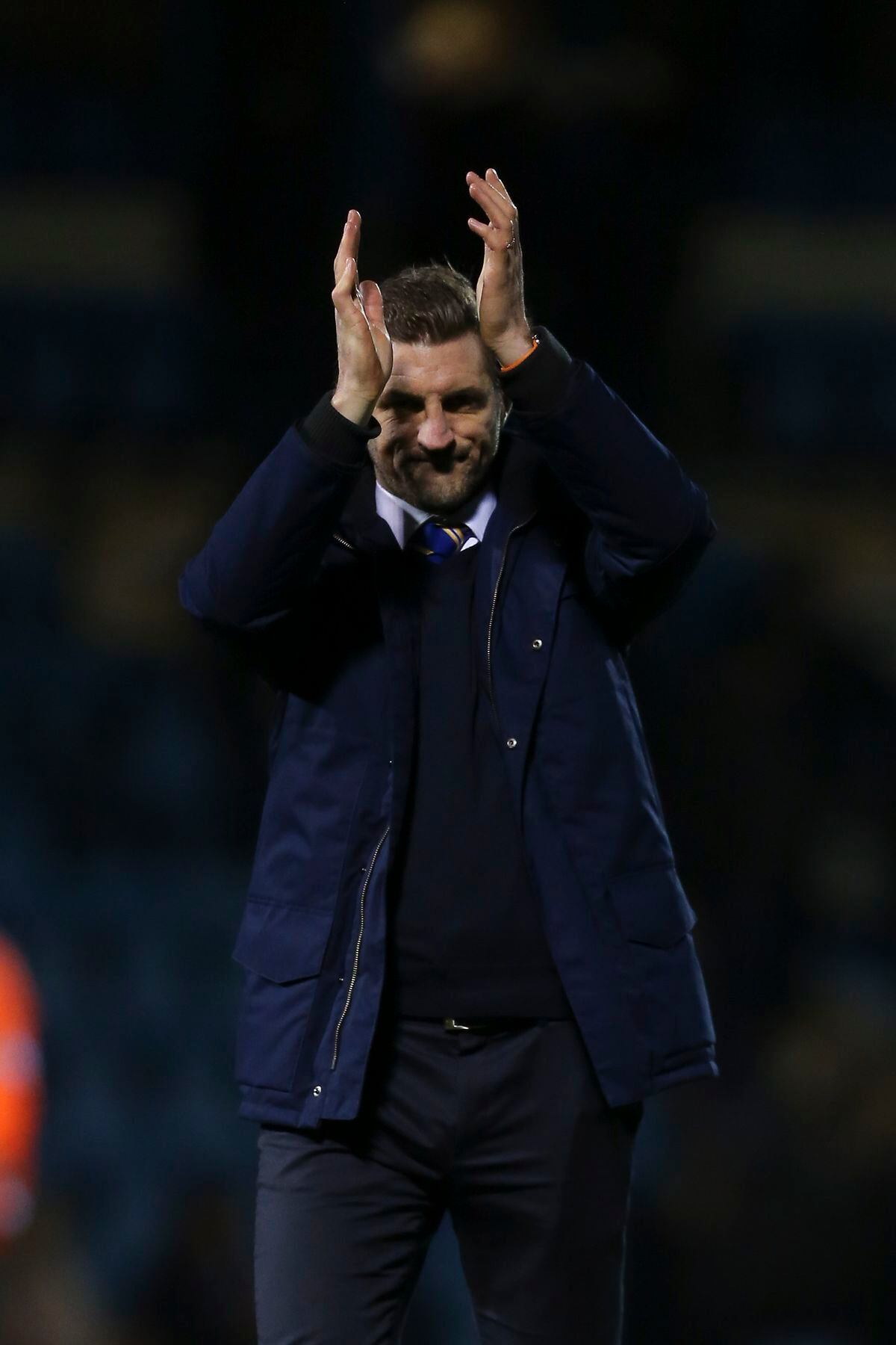 Sam Ricketts the head coach / manager of Shrewsbury Town reacts at full time (AMA)