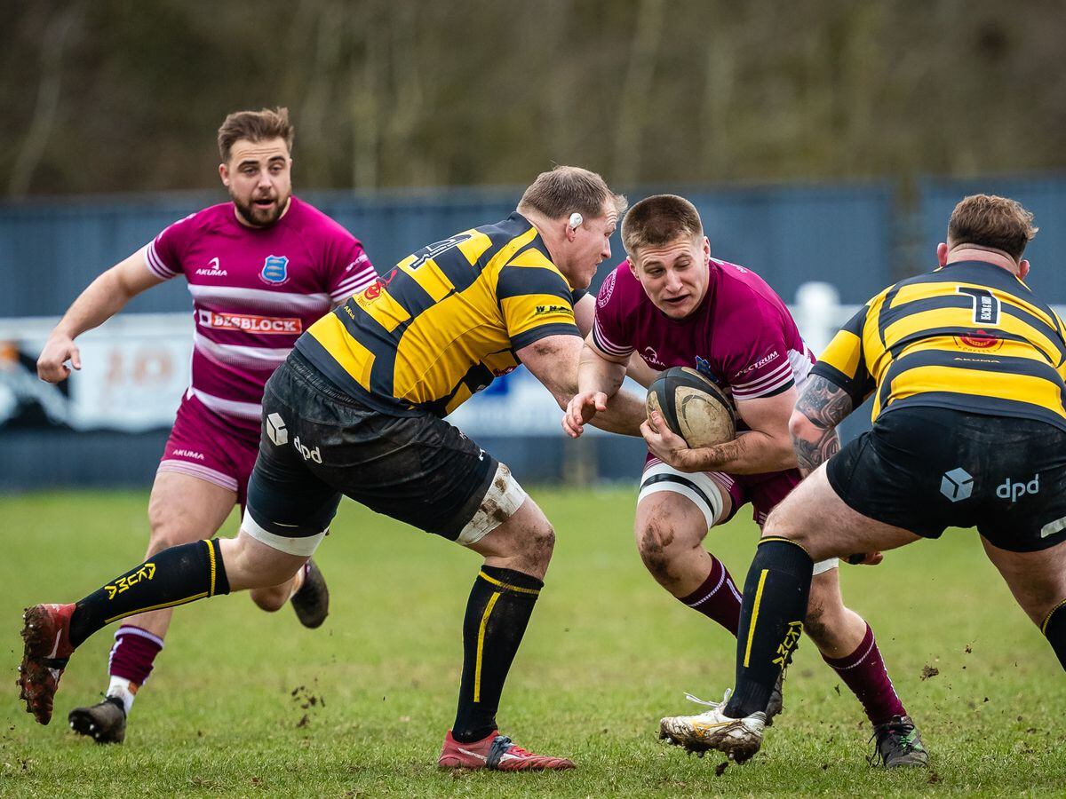 Hinckley 1st V Newport 1st at Hinckley RUFC, Hinckley, Leicestershire, England on March 11 2023 Photo by Michael Wincott Photography